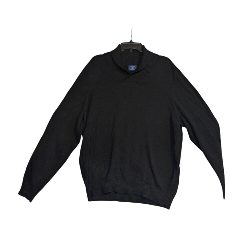 Joseph Abboud XL Black Cotton Sweater Ribbed Collar & Hem Classic Mens Pullover
